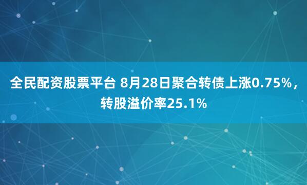 全民配资股票平台 8月28日聚合转债上涨0.75%，转股溢价率25.1%